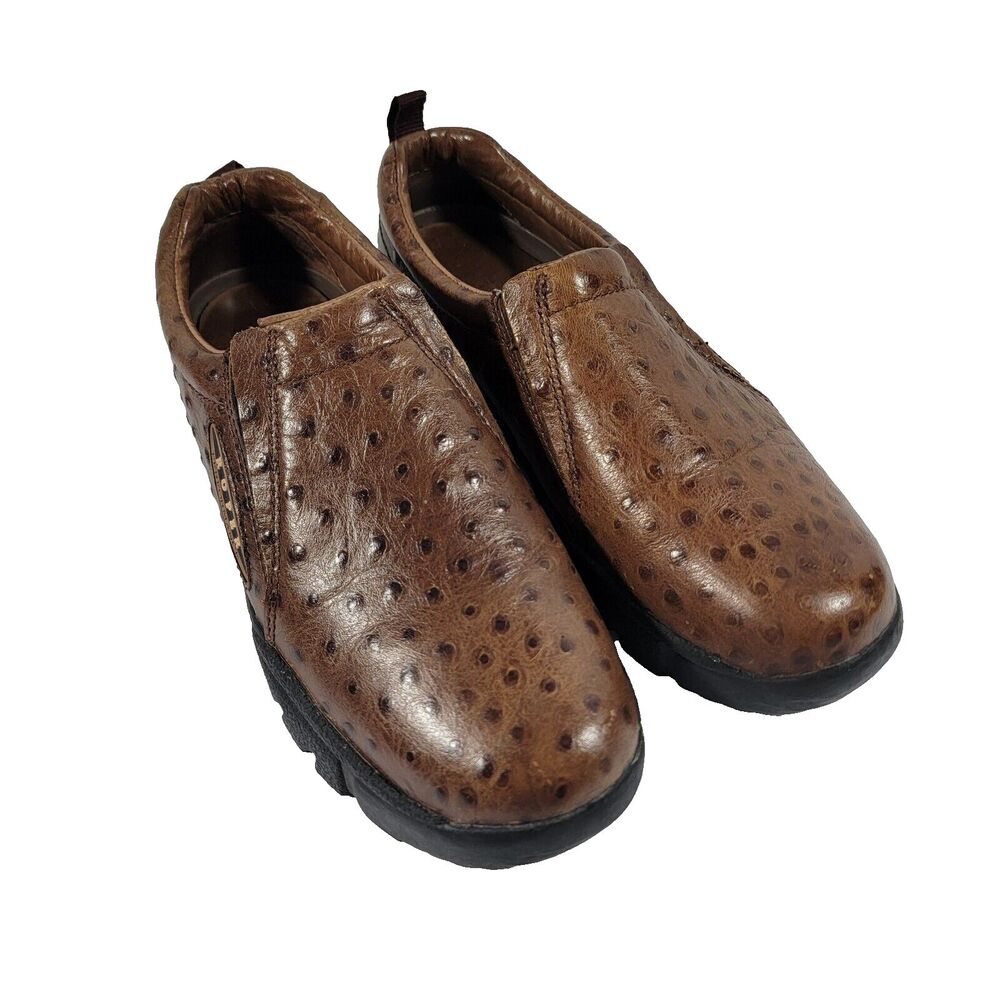 Roper Men's Size 8.5 Ostrich Print Leather Clog Slip On Shoes